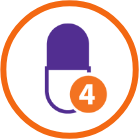 Medical pill with the number four